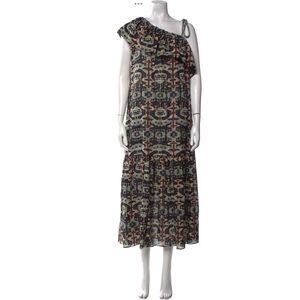 ULLA JOHNSON / Daniela Print One Shoulder Midi Dress - Sz M